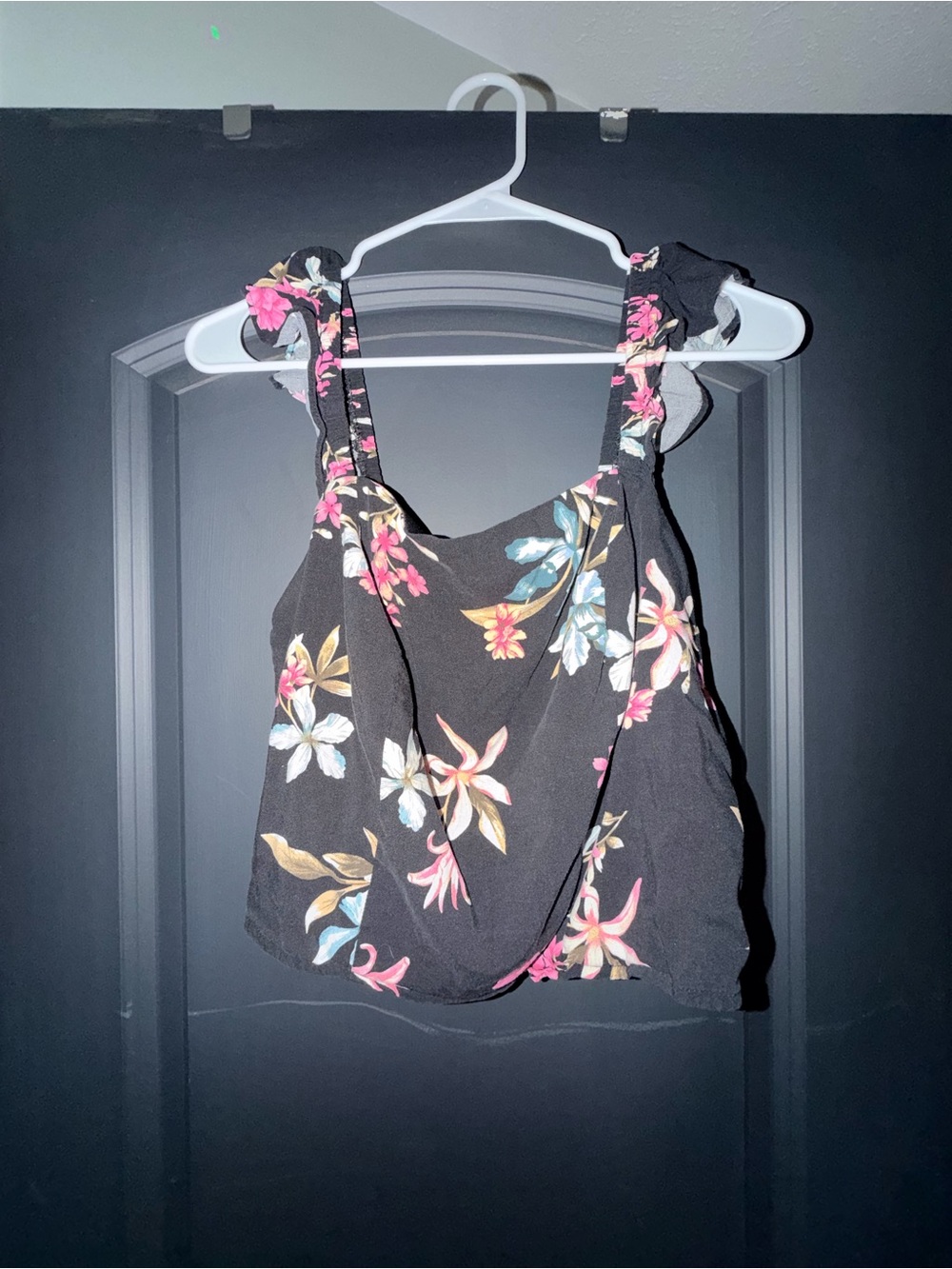 Torrid Challis Smocked Ruffle Trim Floral Crop Top Size 00